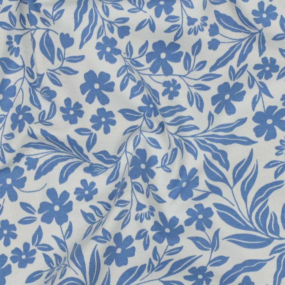 Jersey Blumen blau