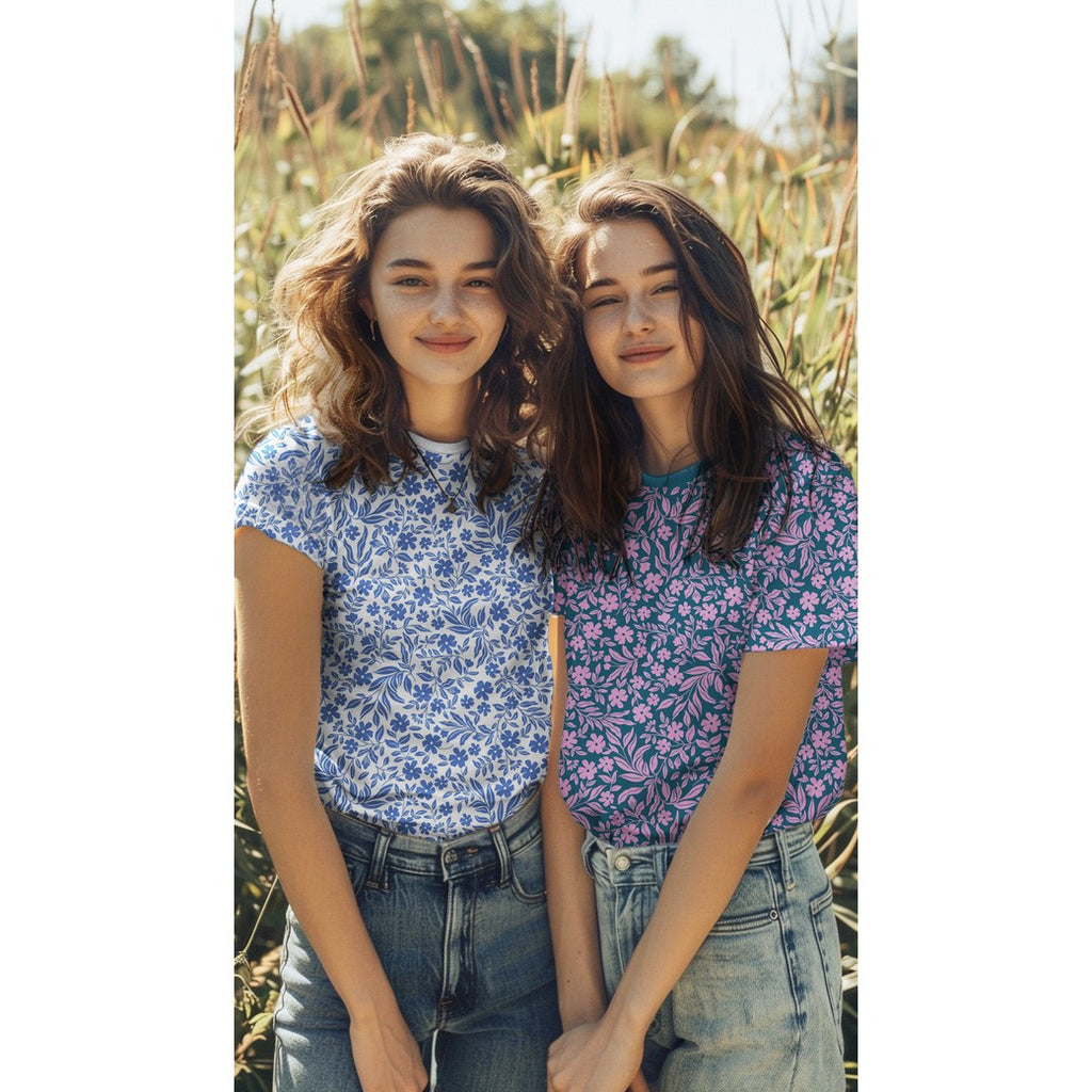 Jersey Blumen rosa