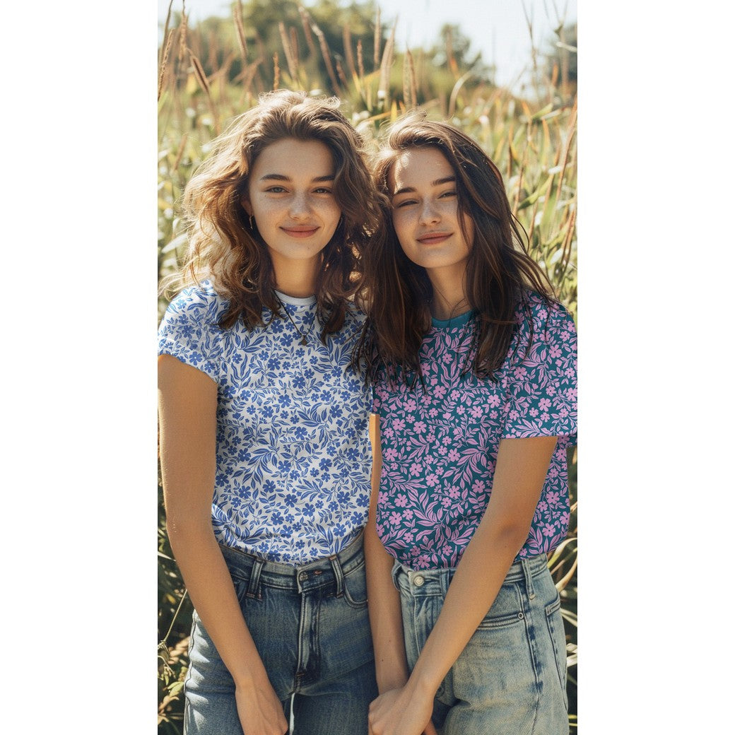 Jersey Blumen rosa