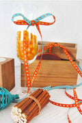 schmales Webband Sternchen orange-türkis