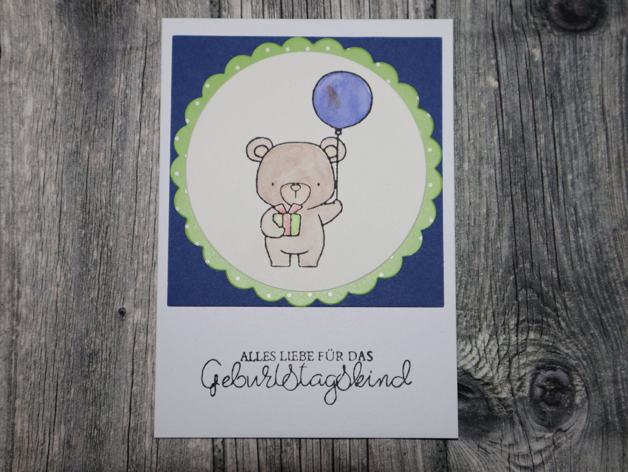 Geburtstagskarte Teddy Ballon