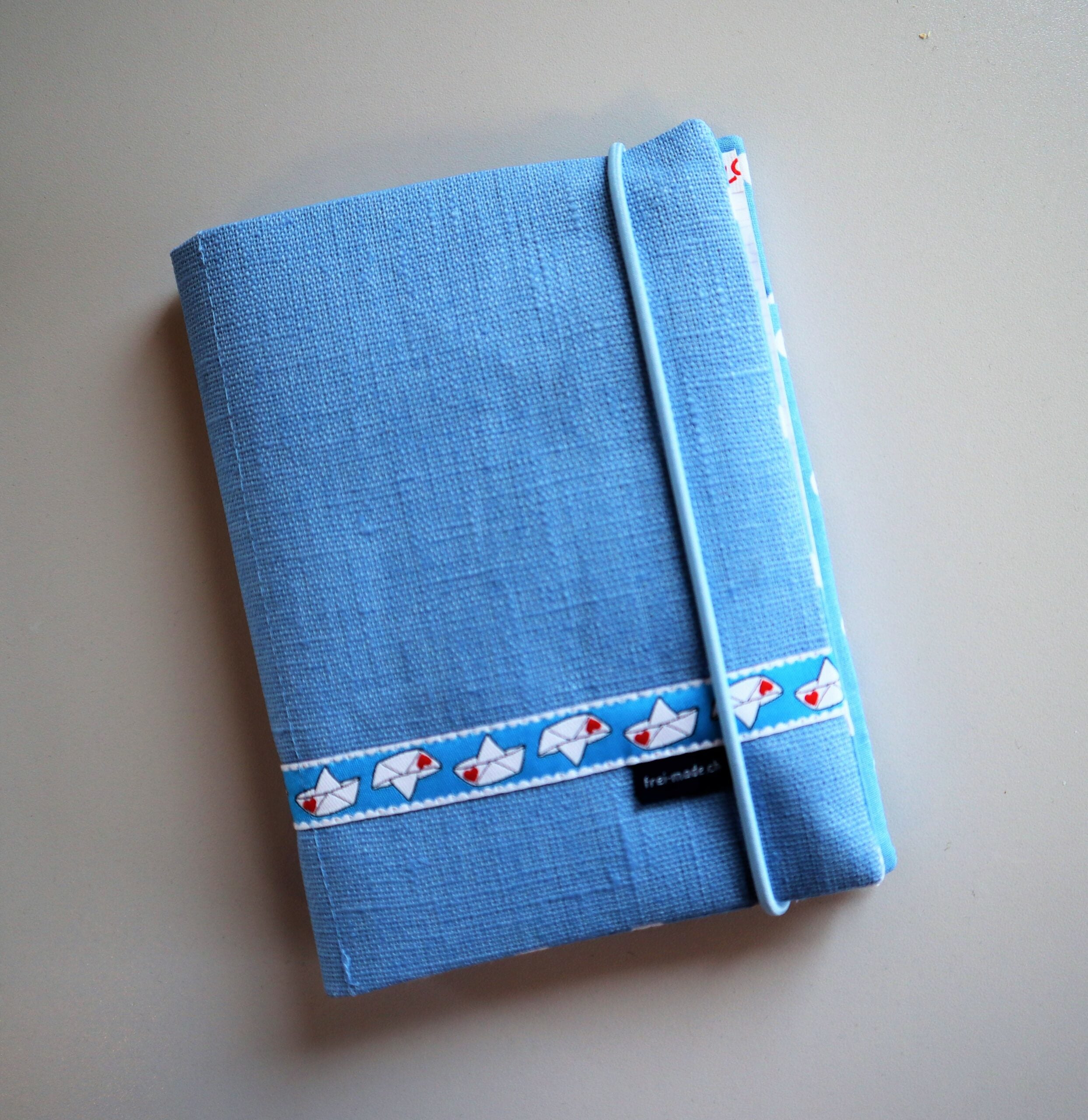Notizblock French Terry blue Schiffli