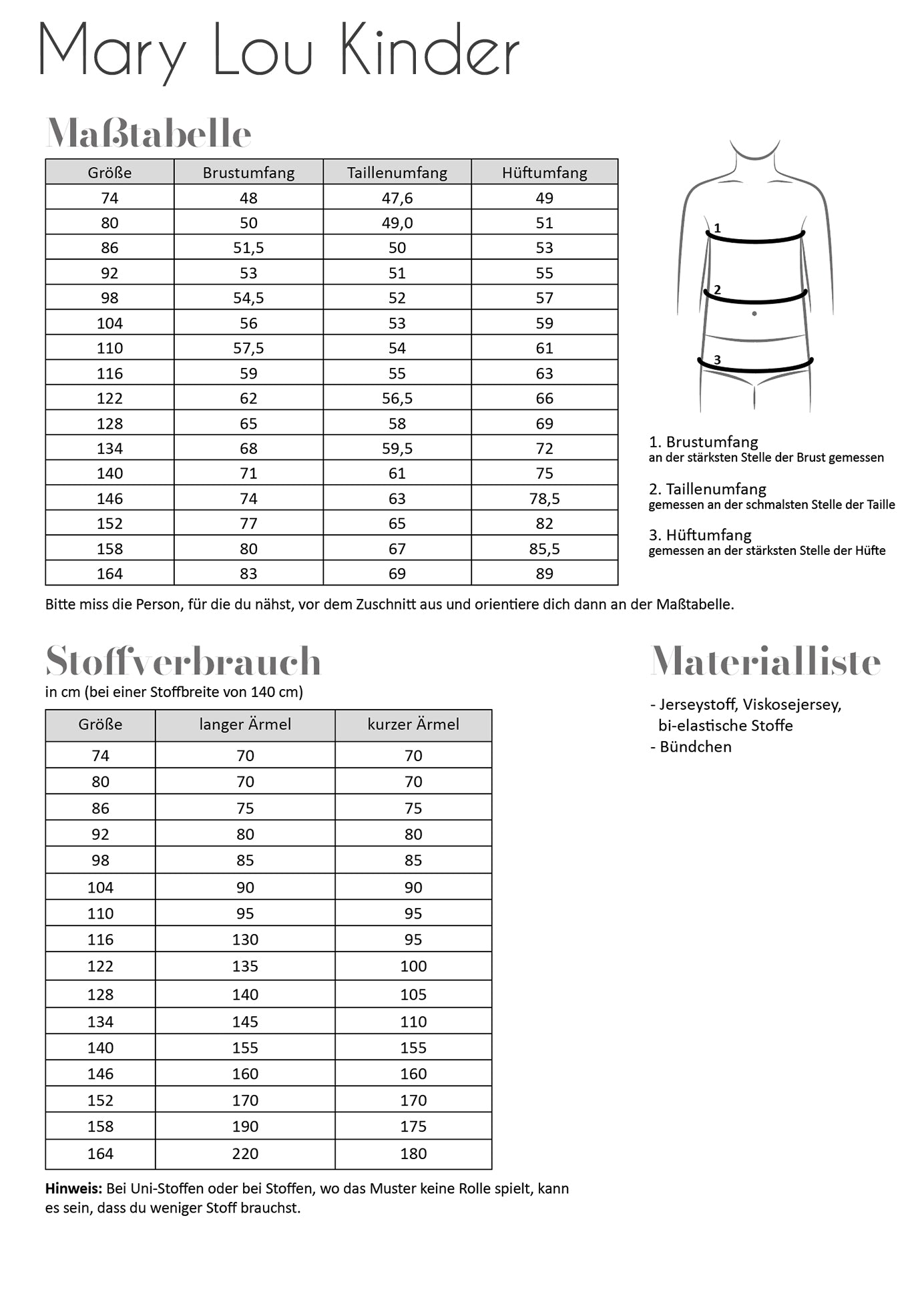 Papierschnittmuster Kleid Mary Lou Kinder