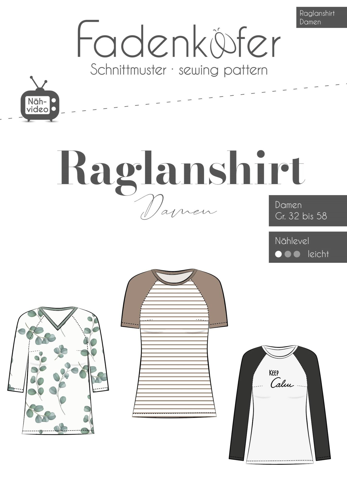 Papierschnittmuster Raglanshirt Damen