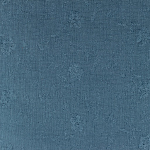 Musselin Wickelschal bestickte Blumen blau
