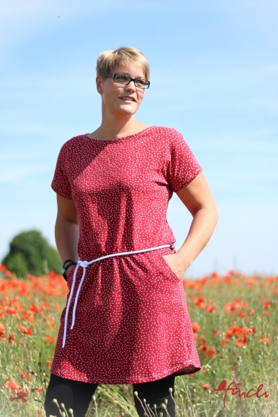Bio Jersey Punkte lila-weiss stoffonkel (GOTS)