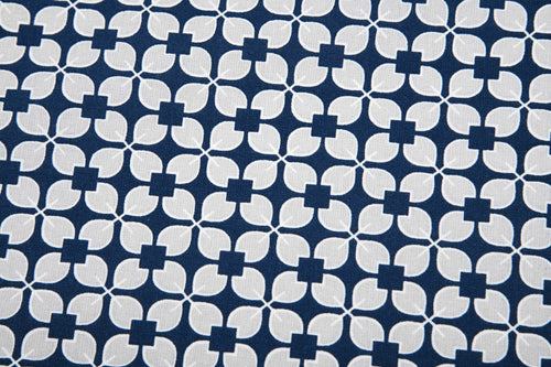 Beschichtete Baumwolle geometrisches Muster dunkelblau-grau