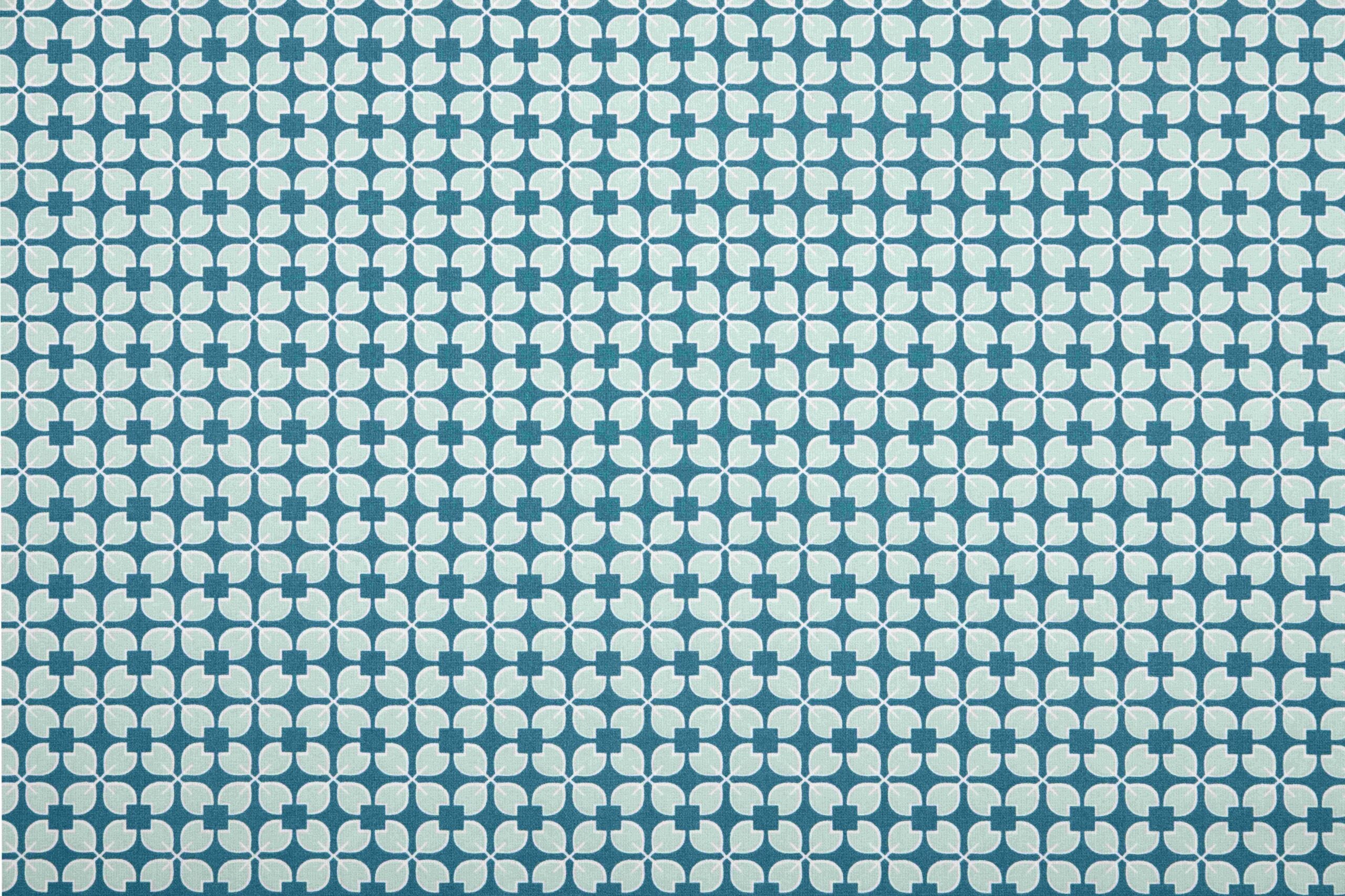 Beschichtete Baumwolle geometrisches Muster petrol-mint