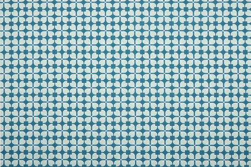 Beschichtete Baumwolle geometrisches Muster petrol-mint