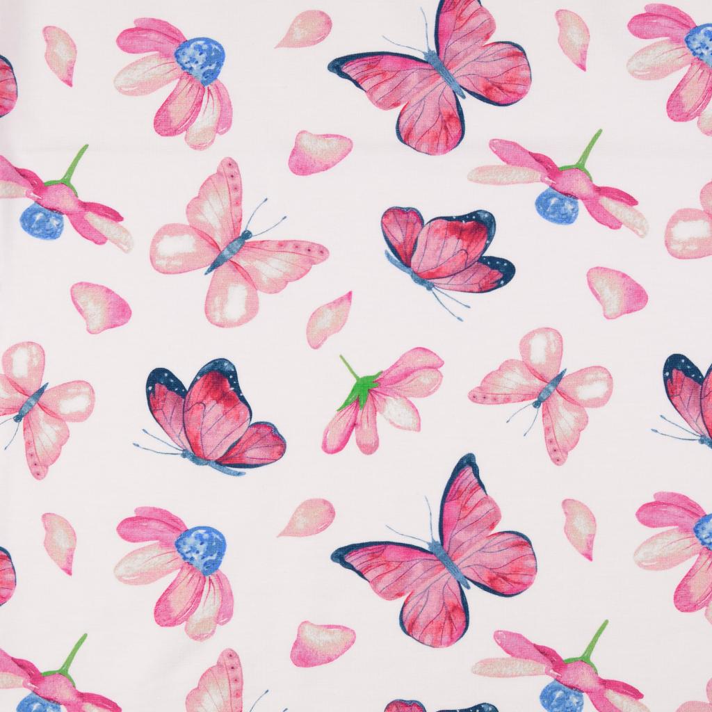 Jersey Schmetterlinge Und Blumen Pink